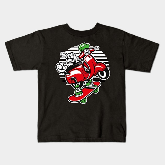 Scooter skater Kids T-Shirt by PaunLiviu